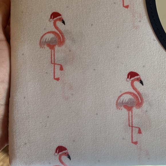 Cynthia Rowley Christmas flamingo Santa sheet Set Queen NEW - Picture 4 of 4